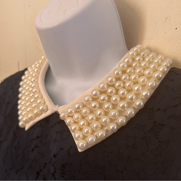 BETSEY JOHNSON Faux Pearl Collar Fit &Flare Dress cottagecore size 6 blue Lacey - Picture 11 of 16